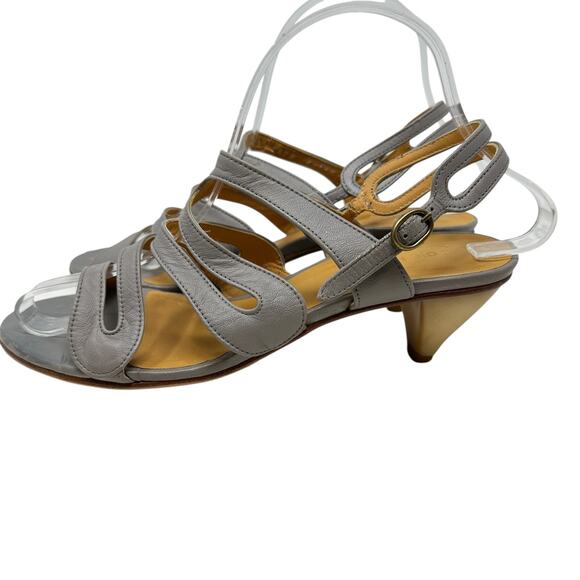 Coclico Leather Sandals Kitten‎ Heel Strappy Slingback Gray Size 38.5 US 8 8.5 - Picture 10 of 15